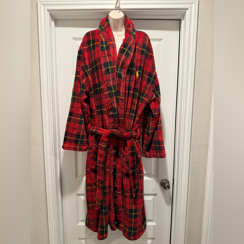 Men's Polo by Ralph Lauren Red and Yellow Plaid Robe